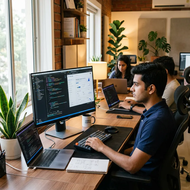 Young Indian Male Frontend Developer | Clean-Shaved Software Engineer for Web Applications Young Indian Male Frontend Developer | Clean-Shaved Software Engineer for Web Applications