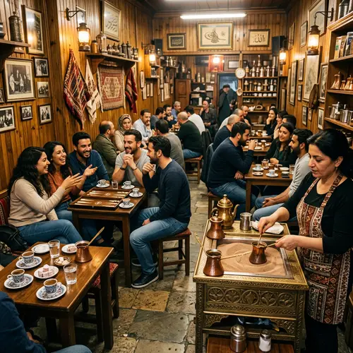 Traditional Turkish Coffeehouse | Vibrant Conversations & Fresh Brewed Coffee