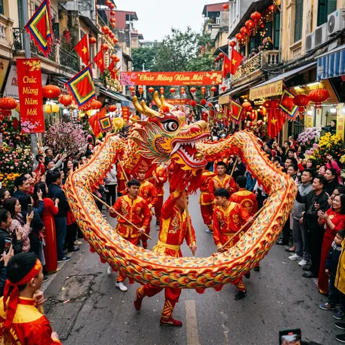Traditional Vietnamese New Year Dragon Celebration