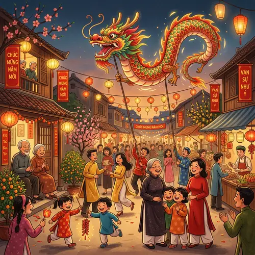 Traditional Vietnamese Tet Festival Celebration