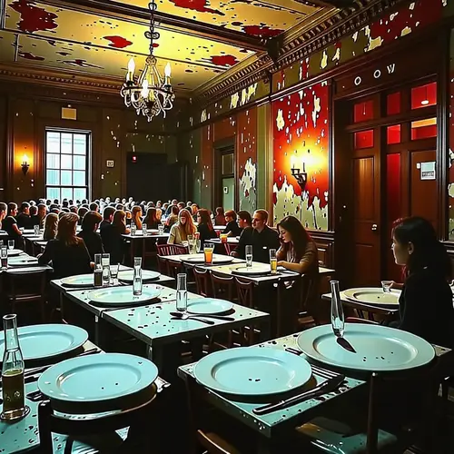 Scary Abandoned Hotel: Dark Interior with Creepy Guests