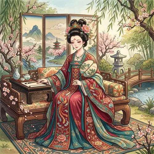 Tang Dynasty Chinese Lady Anime-Inspired Art