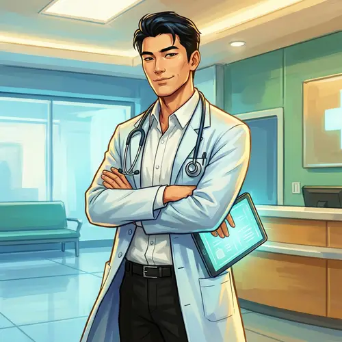 Anime-Inspired Portrait of Tall & Handsome Asian Male Doctor | Medical Genre