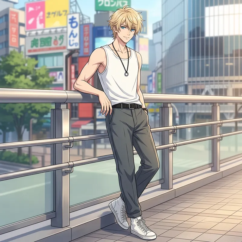 Handsome Male Model with Blonde Hair and Blue Eyes | Anime Figure
