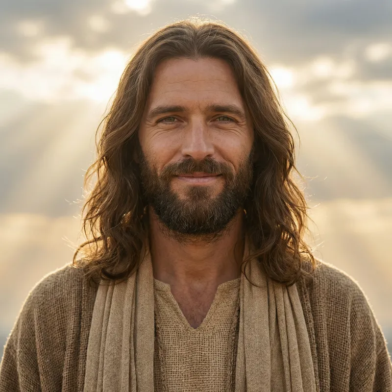 Front-Facing Smiling Jesus - Expressing Divine Serenity
