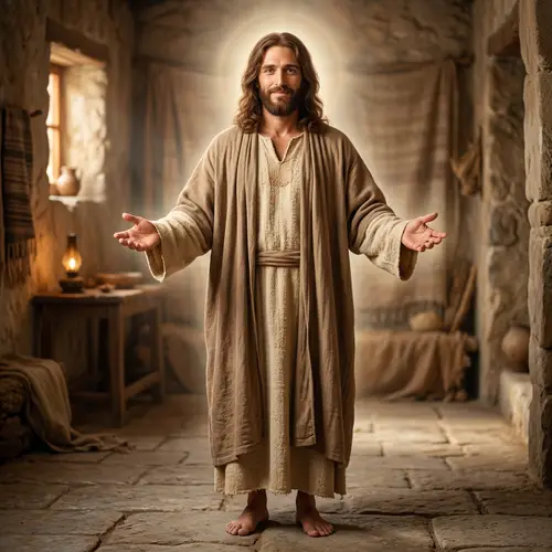 Front-Facing Jesus Christ - Peaceful and Compassionate Image