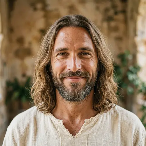 Smiling Jesus Head Image - Religious Figure Portrait