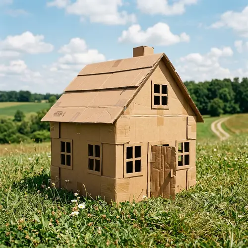 Cardboard House Design - Playful and Whimsical Scene