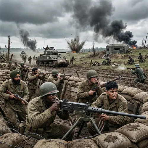 World War II Battle: Diverse Soldiers in Action