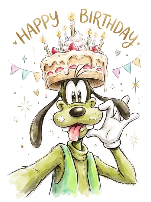 Cute Birthday Selfie Illustration
