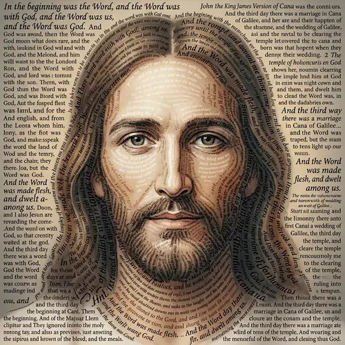 Intricate Textual Portrait: Face of Jesus in King James Bible Verses