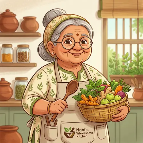 Friendly Cartoon Mascot for Healthy Food Brand