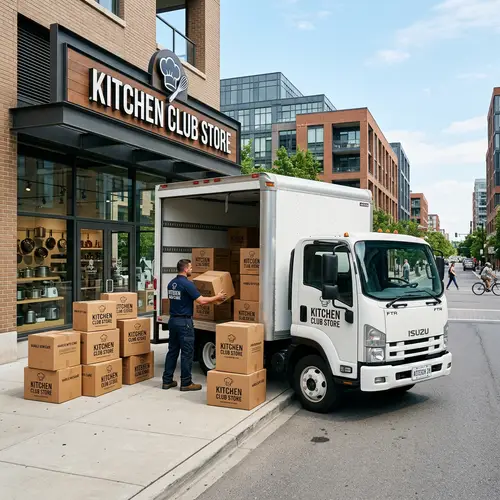 Delivery Truck at Kitchen Club Store - Modern Scene