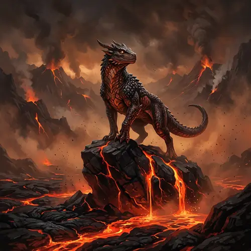 Makbuk Creature Stands Courageously on Boulder | 4K Illustration