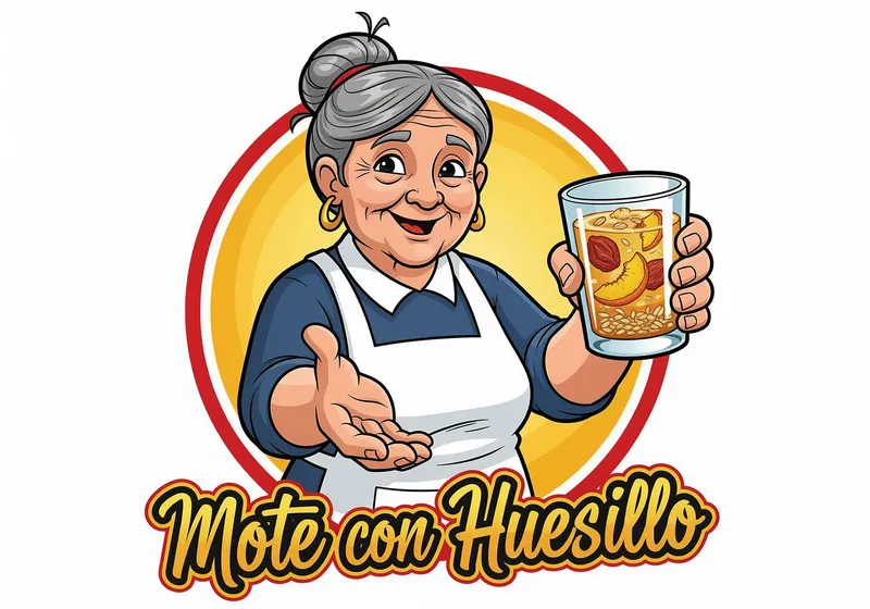 Logo Design: Cartoon Grandma Selling Mote con Huesillo