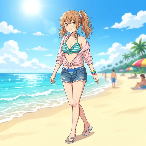 18-Year-Old Anime Girl in Beachwear