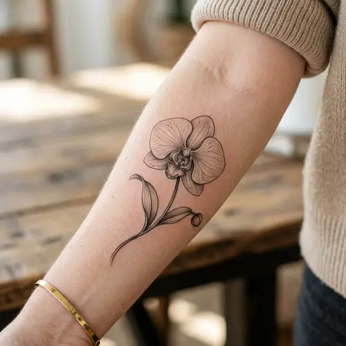 Realistic Orchid Tattoo Design