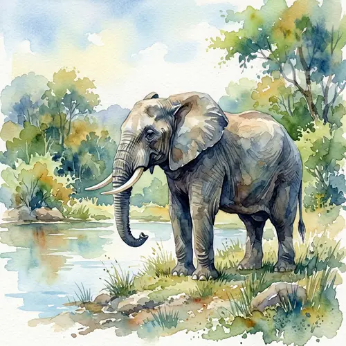 Majestic Watercolor Elephant Artwork