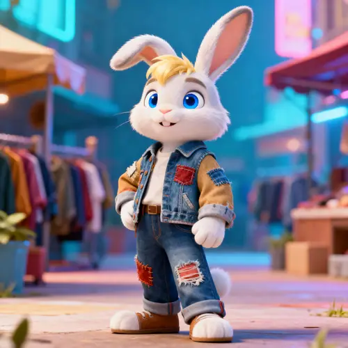 Animated Bunny Mascot for Second Hand Clothing
