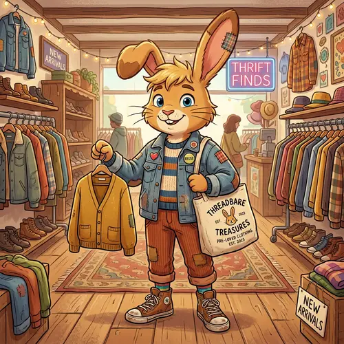 Animated Bunny Mascot for Second Hand Clothing