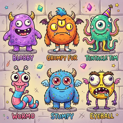 Unique Cartoon Monster Characters for Game Assets