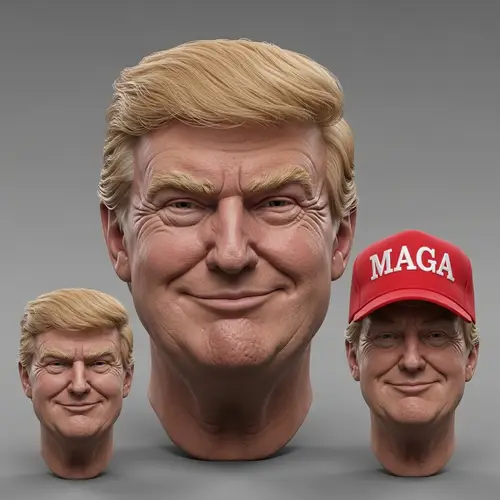 Realistic Sculpted Head of Donald Trump