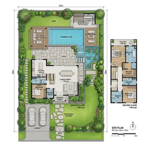 Modern Two-Storey House Plan on 600 sqm
