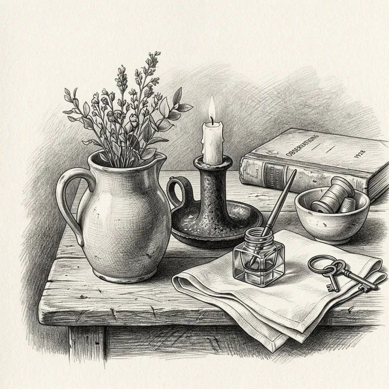 Black and White Still Life Pencil Shading Artwork