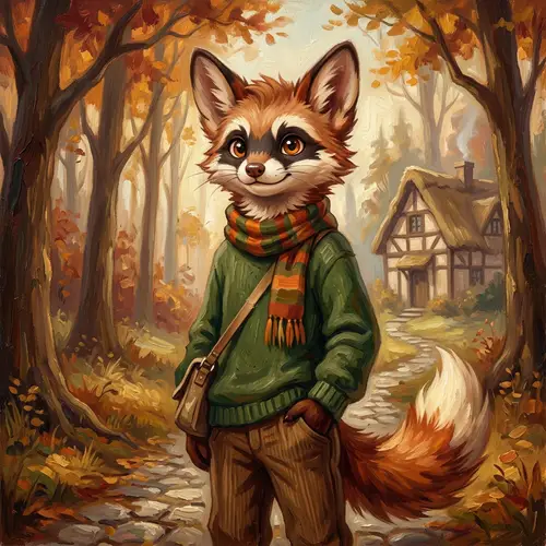 Adorable Anime Ferret-Fox Hybrid Boy Art