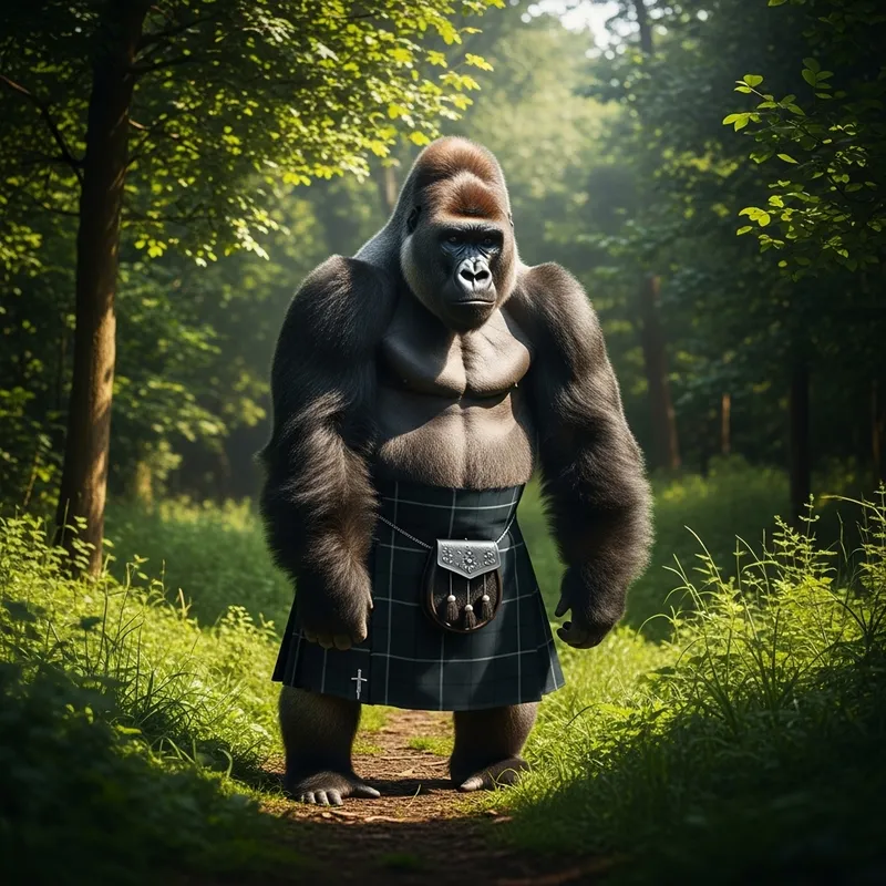 Gorilla in a Kilt: A Unique Sight