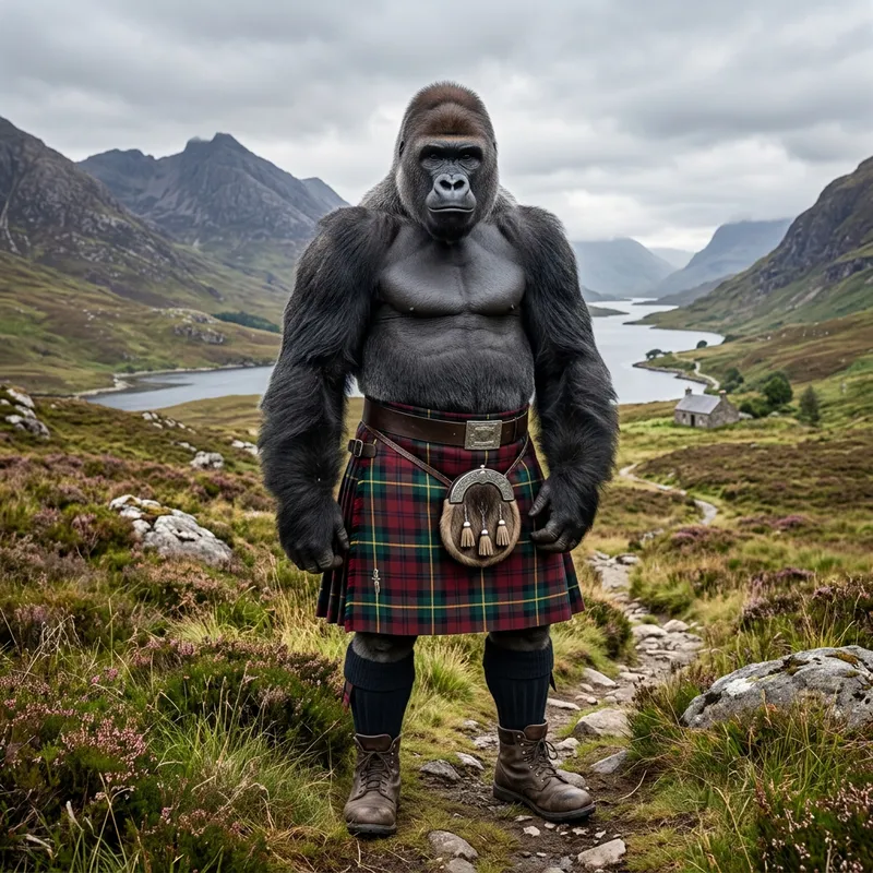 Gorilla in a Kilt: A Unique Sight