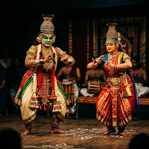 Vibrant Kathakali Dancers | Expressive Cultural Performance