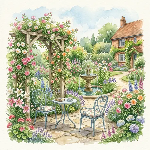 Charming Watercolor Garden Illustration