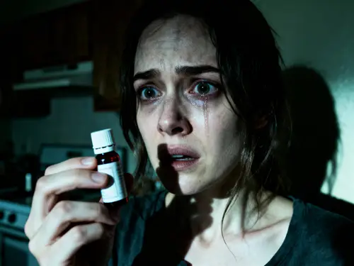 Dramatic Kitchen Horror: Woman's Emotional Struggle