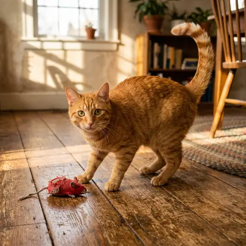 Playful Domestic Short Hair Cat with Bright Green Eyes