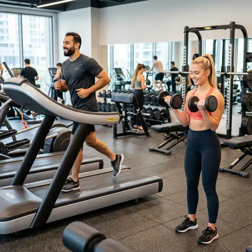 Modern Gym Exercise: Dynamic Duo's Motivational Workout
