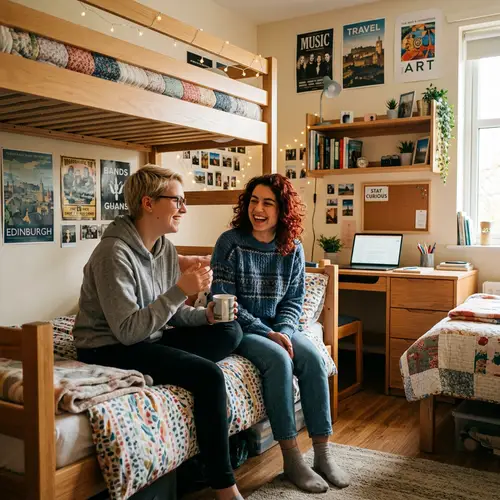 Jovial Interaction in Dormitory: Curly Hair vs Short Hair