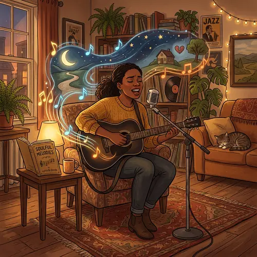 Soulful Acoustic Guitar Performance in Cozy Living Room