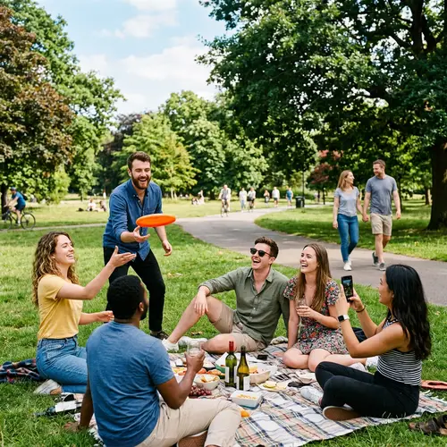 Joyful Park Picnic with Friends and Family