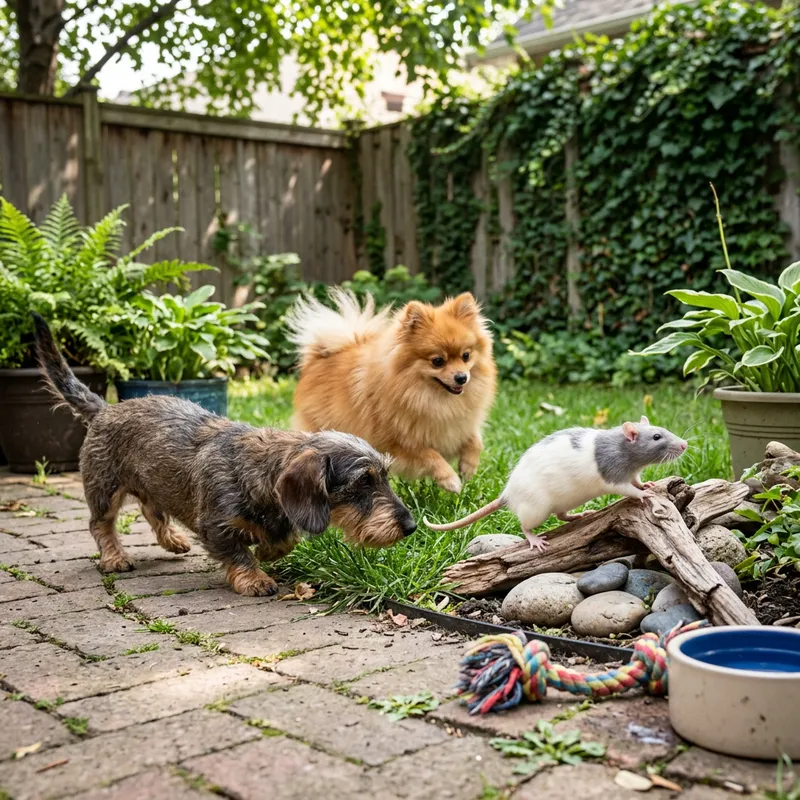 Small Dogs Playing with Big Rat - Heartwarming Interaction