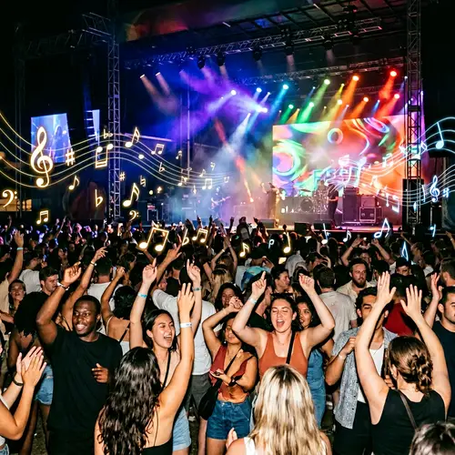 Vibrant Concert Experience: Diverse Crowd, Energetic Music