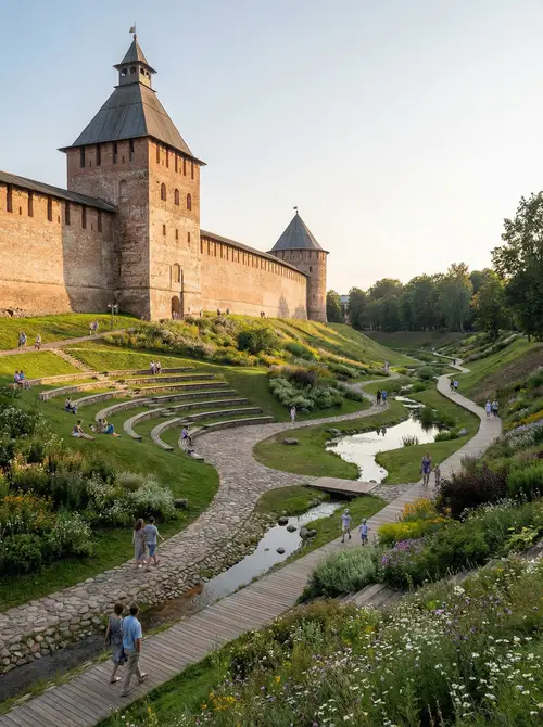 Geoplastic Design for Novgorod Kremlin Moat