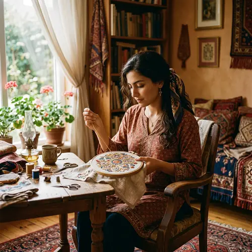 Vintage Embroidery Art: Cozy Room Inspiration