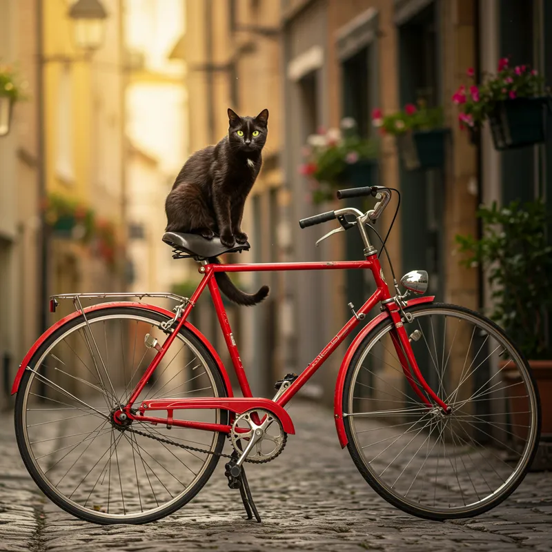 Cute Cat Riding a Bike