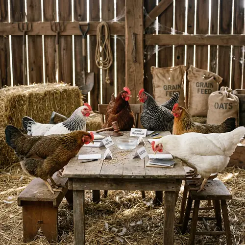 Funny Hen Meeting in Rustic Barn | Hilarious Chicken Gathering