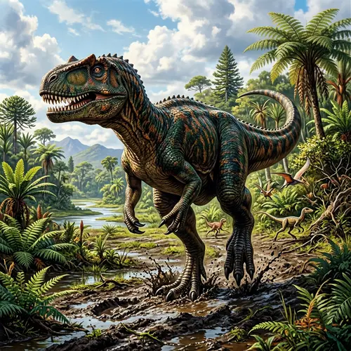 Prehistoric Dinosaur Roaming Freely - Mesmerizing Sight