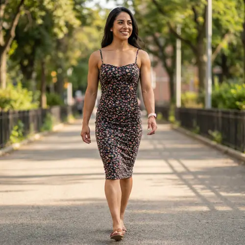 Realistic Hispanic Woman in Dress - Full Body Portrait