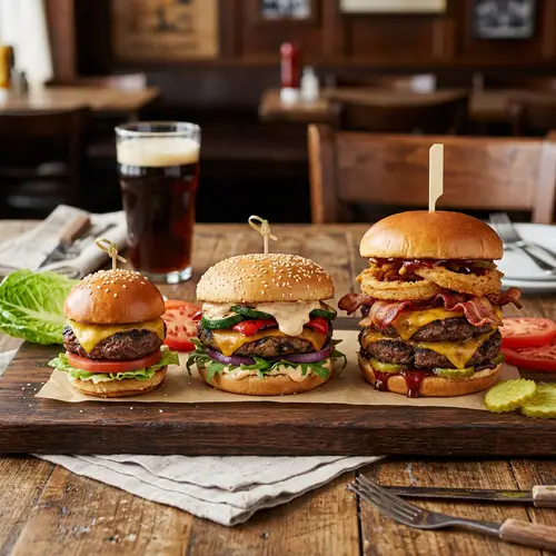 Delicious Burger Varieties: Slider, Veggie, Double-Stack