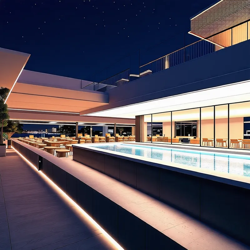 Modern Night Theme Restaurant 3D Design Modern Night Theme Restaurant 3D Design