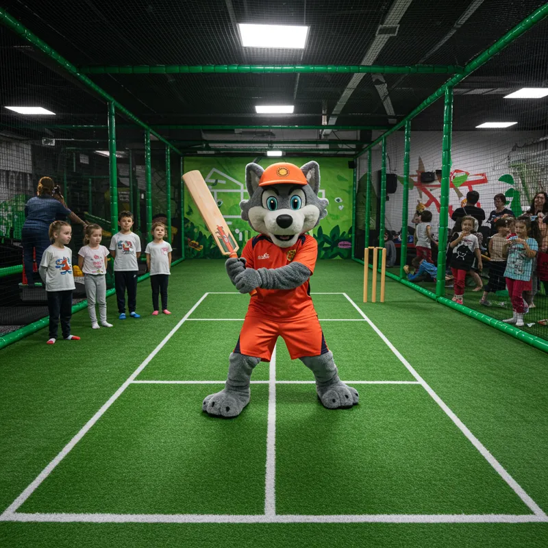 Wolf Mascot Cricket Fun at Playzone